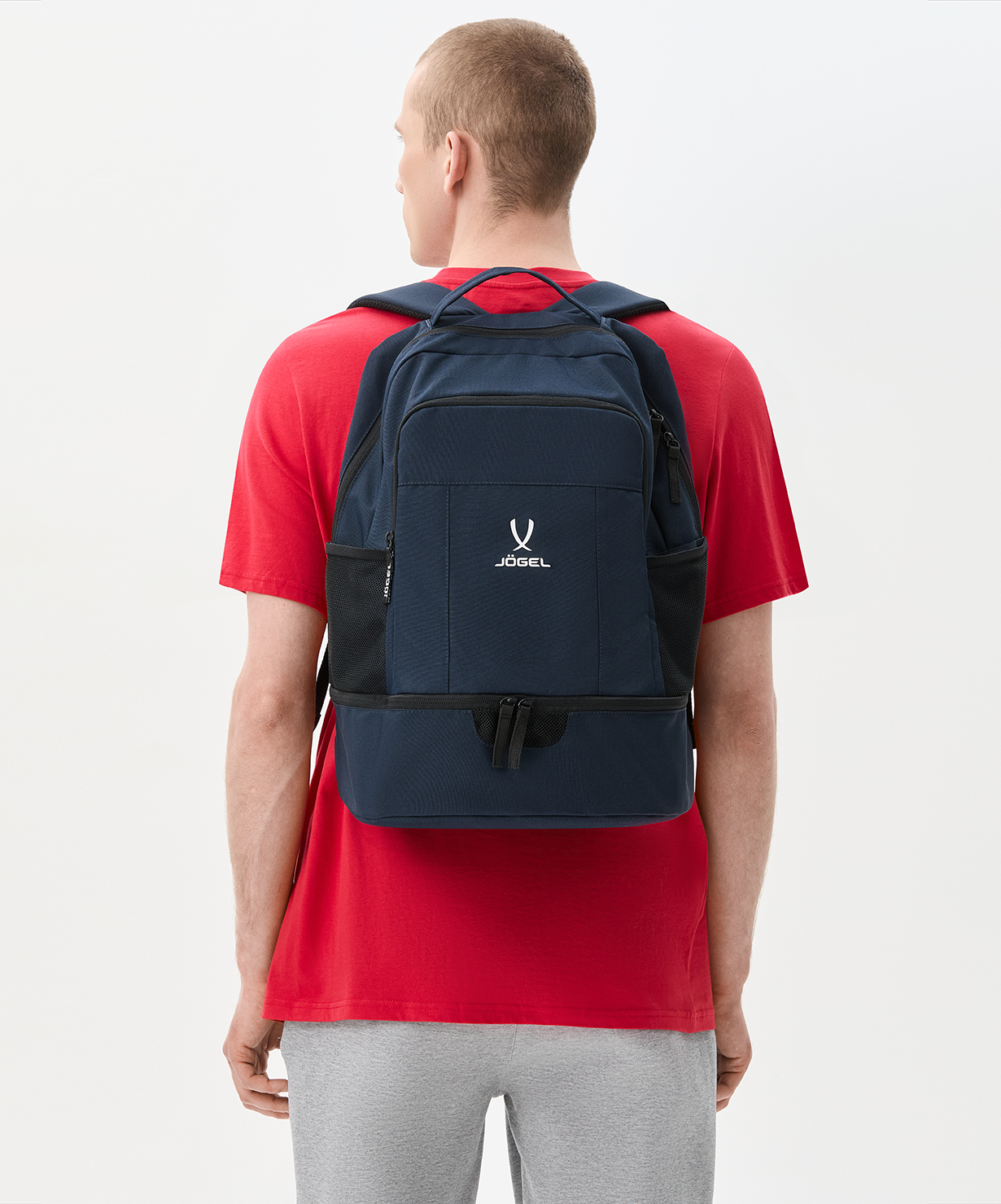 фото Рюкзак JOGEL CAMP Double Bottom 2.0 с двойным дном, тёмно-синий Football-54 