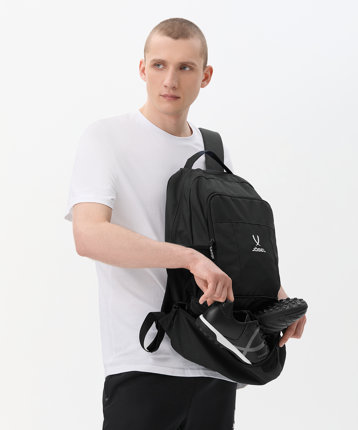 фото Рюкзак JOGEL CAMP Double Bottom 2.0 с двойным дном, черный Football-54 